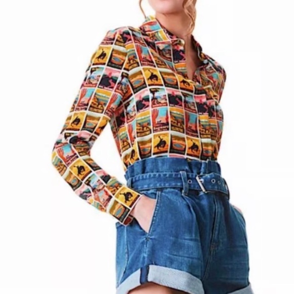 Alice + Olivia Tops - Alice + Olivia willa western postcard Button Down Shirt